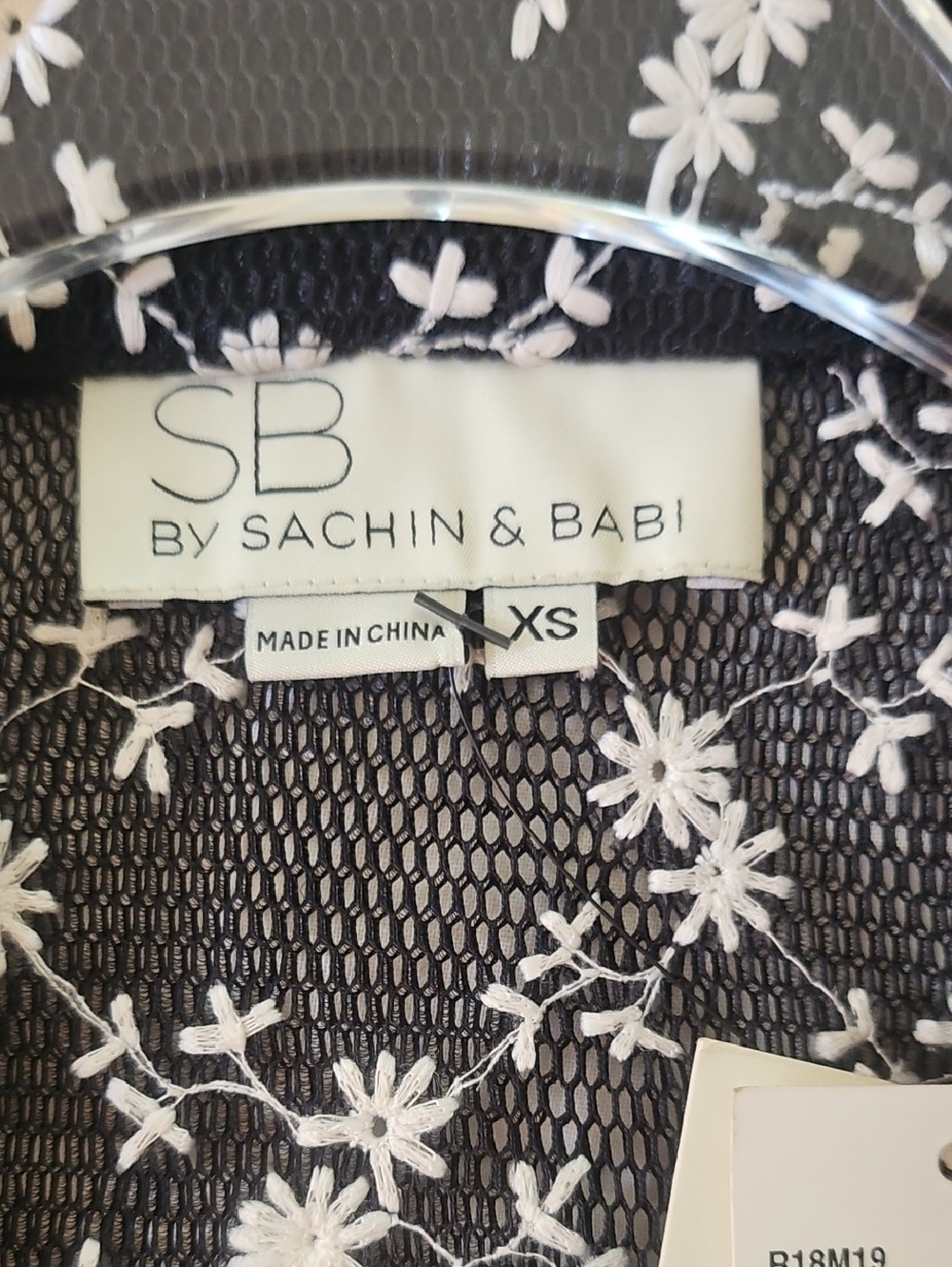SB by Sachin & Babi Black Mesh Moto Jacket w/ White Floral Embroidery- Size XS - Picture 8 of 12